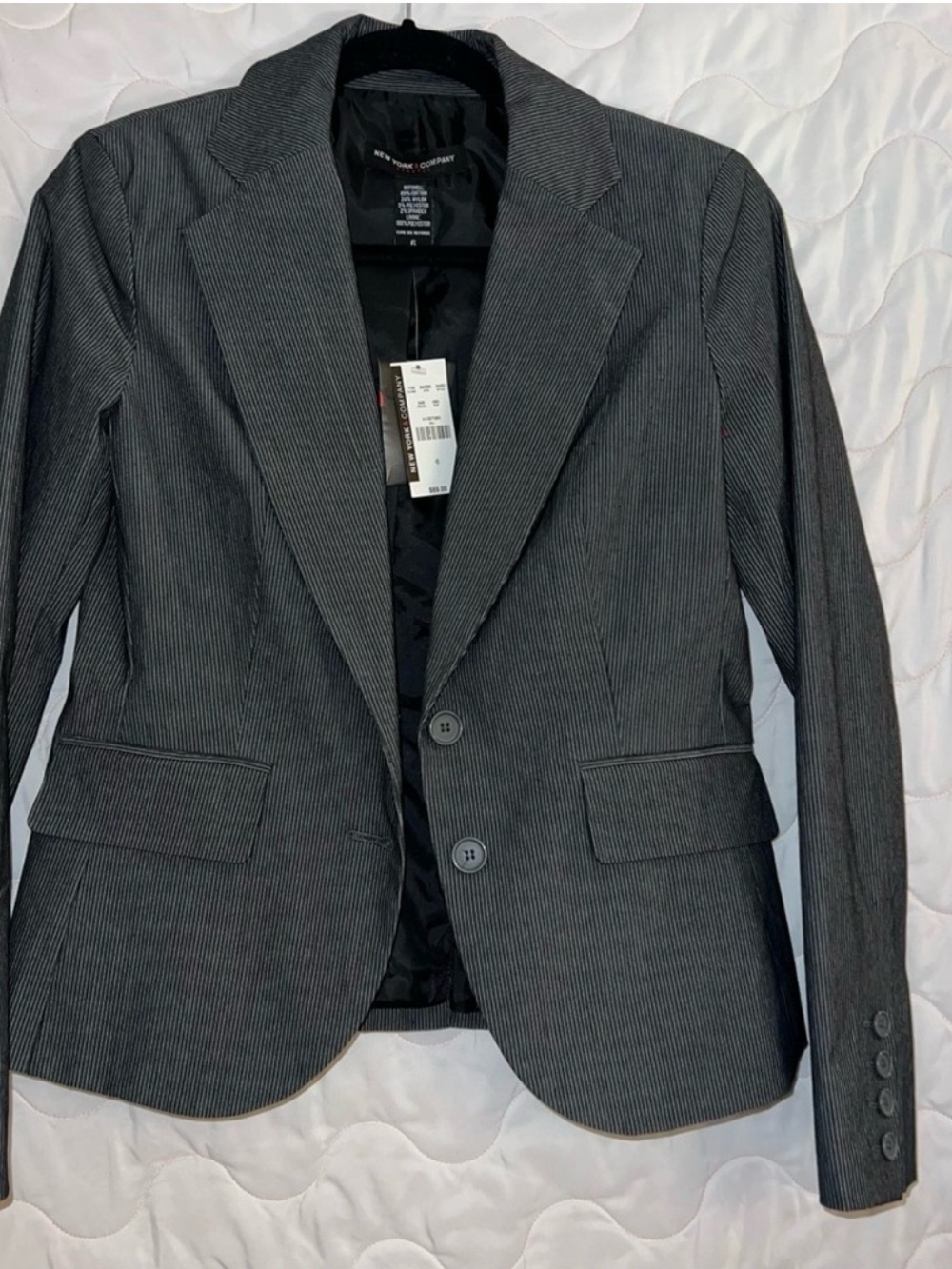 Womens Navy Pinstripe Blazer - Classic